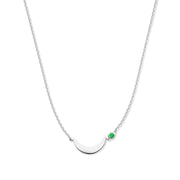 Violet Hamden Luna 925 Sterling Zilveren Ketting met Maan en Groene Zirkonia Steentje VH340037