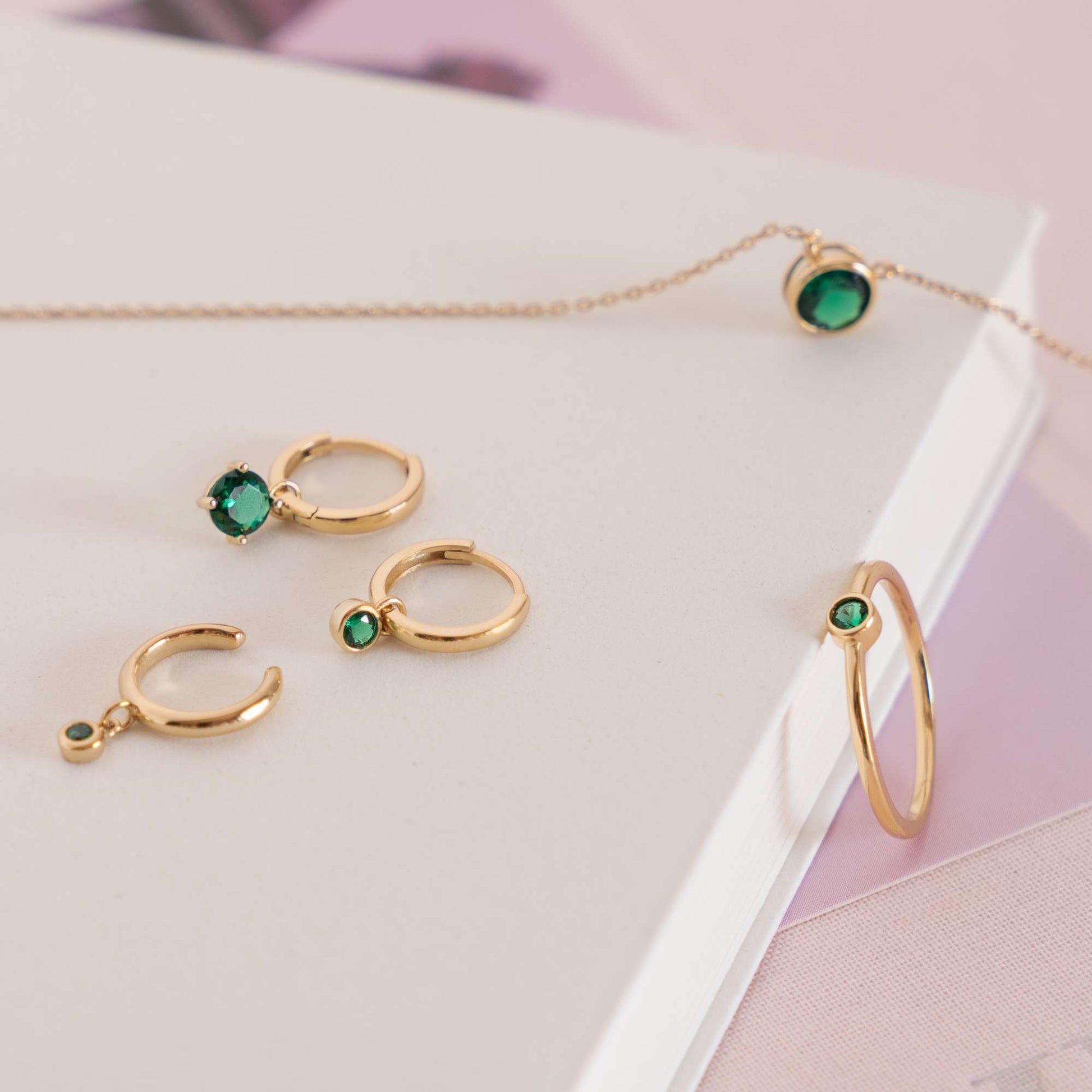 Violet Hamden Venus 925 Sterling Silver Gold-coloured Hoop Earrings with Birthstone VH360015-JUL