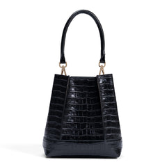 Isabel Bernard Femme Forte Minette Croco Black Calfskin Leather Handbag IB21114-201