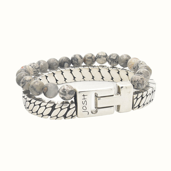 Josh Zilverkleurige Armband 03517-BRA-S/SMOKY