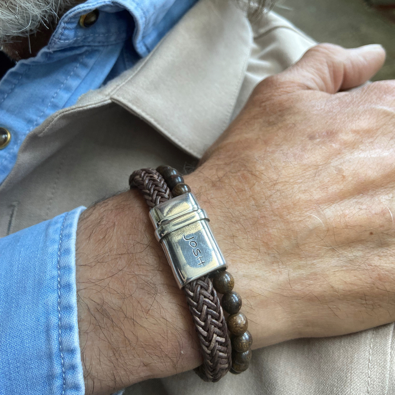 Josh Brown Natural Stone Bracelet 09333SL/BRWN/LRG-zoom-