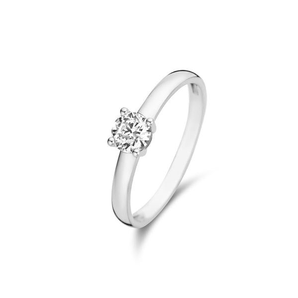 Saint Germain Soleil 14 karaat witgouden ring met zirkonia steentje