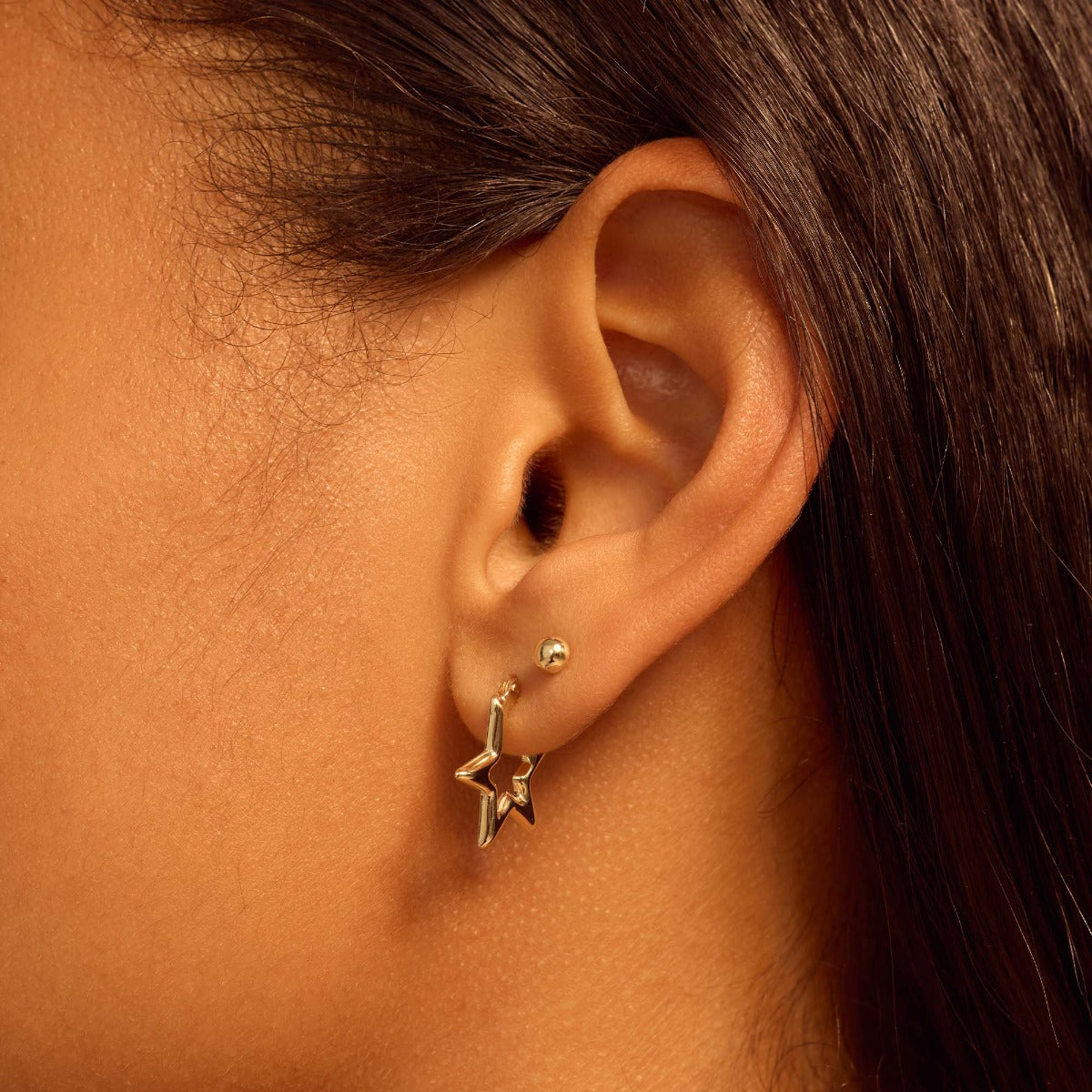 Beloro Jewels Della Spiga Luna 9 Karat Gold Star Earrings BO360083