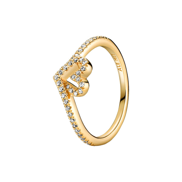 Pandora Timeless Gold Plated Sprankelend Hart Wishbone Ring 169302C01