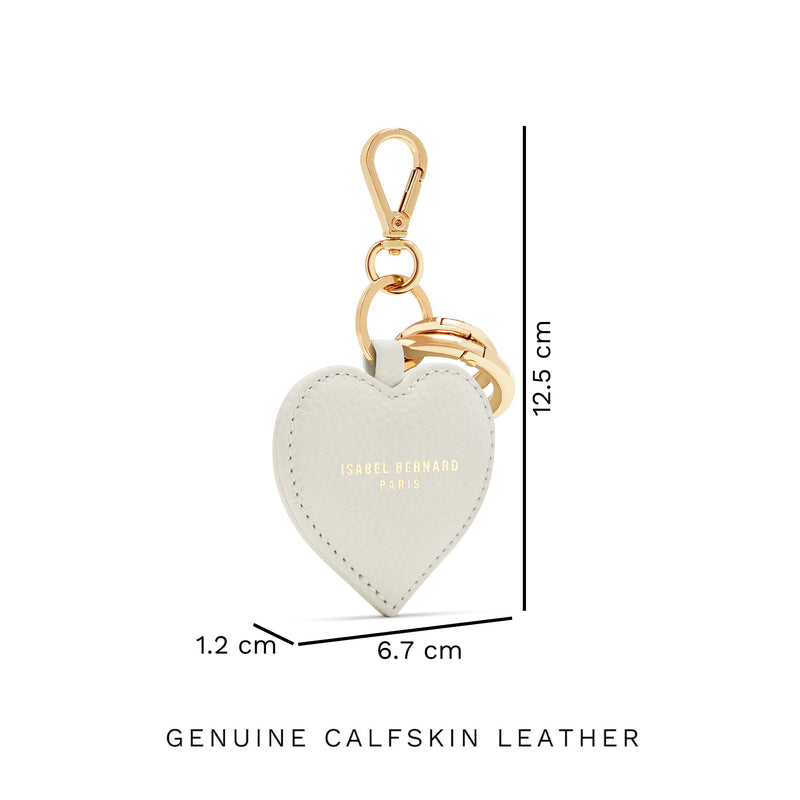 Isabel Bernard Honoré Faye Crème Kalfsleren Hart Sleutelhanger IB66001-070-zoom-