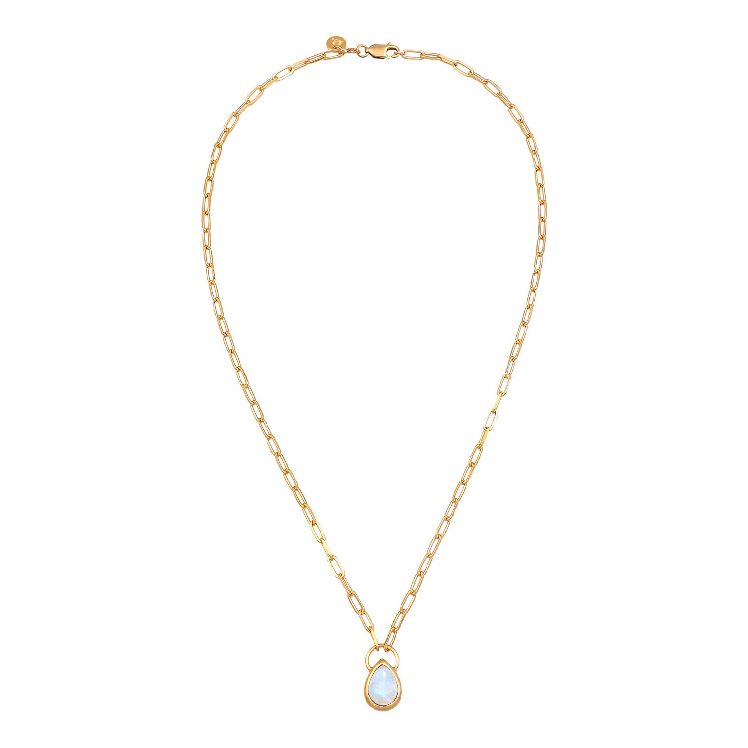 Elli 925 Sterling Silver Link Chain Necklace Gold plated with Moonstone 2004-BF-0008216-001