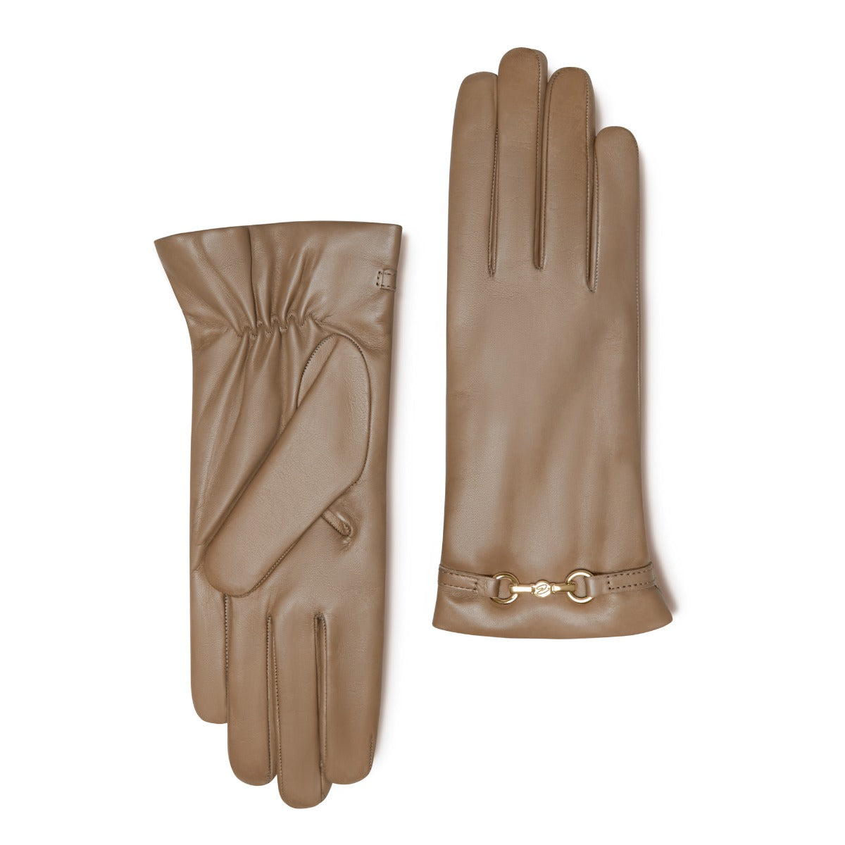 Isabel Bernard Honoré Marcelia taupe goatskin leather gloves IB67001-378-6.5