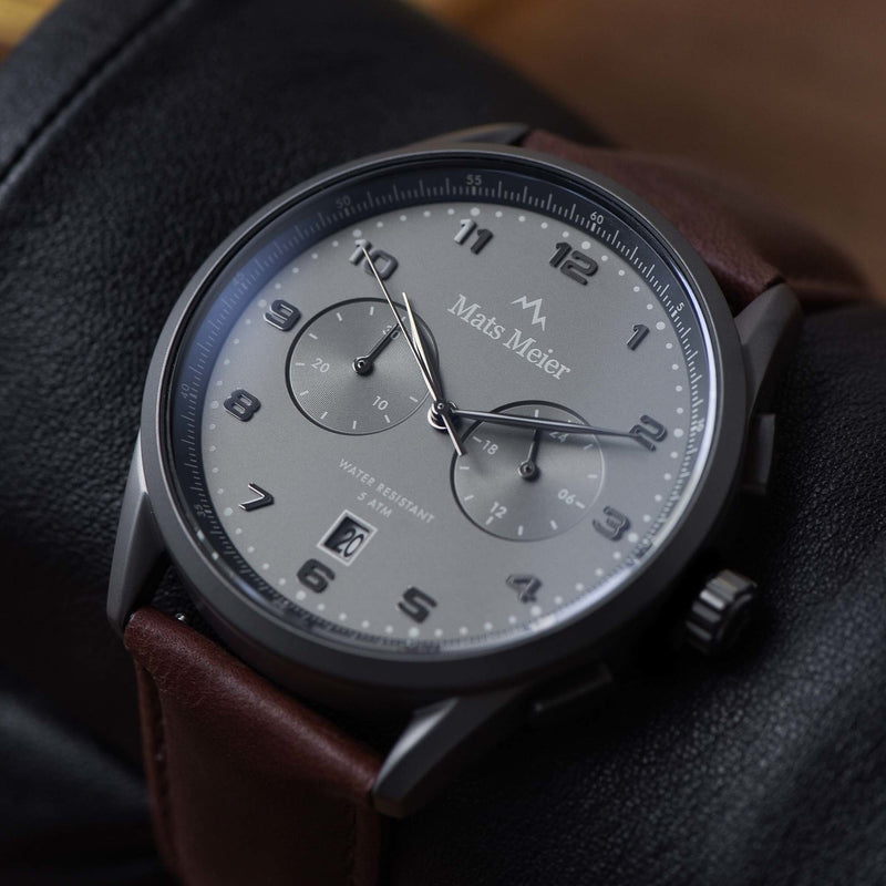 Mats Meier Mont Vélan Chrono Grijs/Bruine Horloge MM10005-zoom-