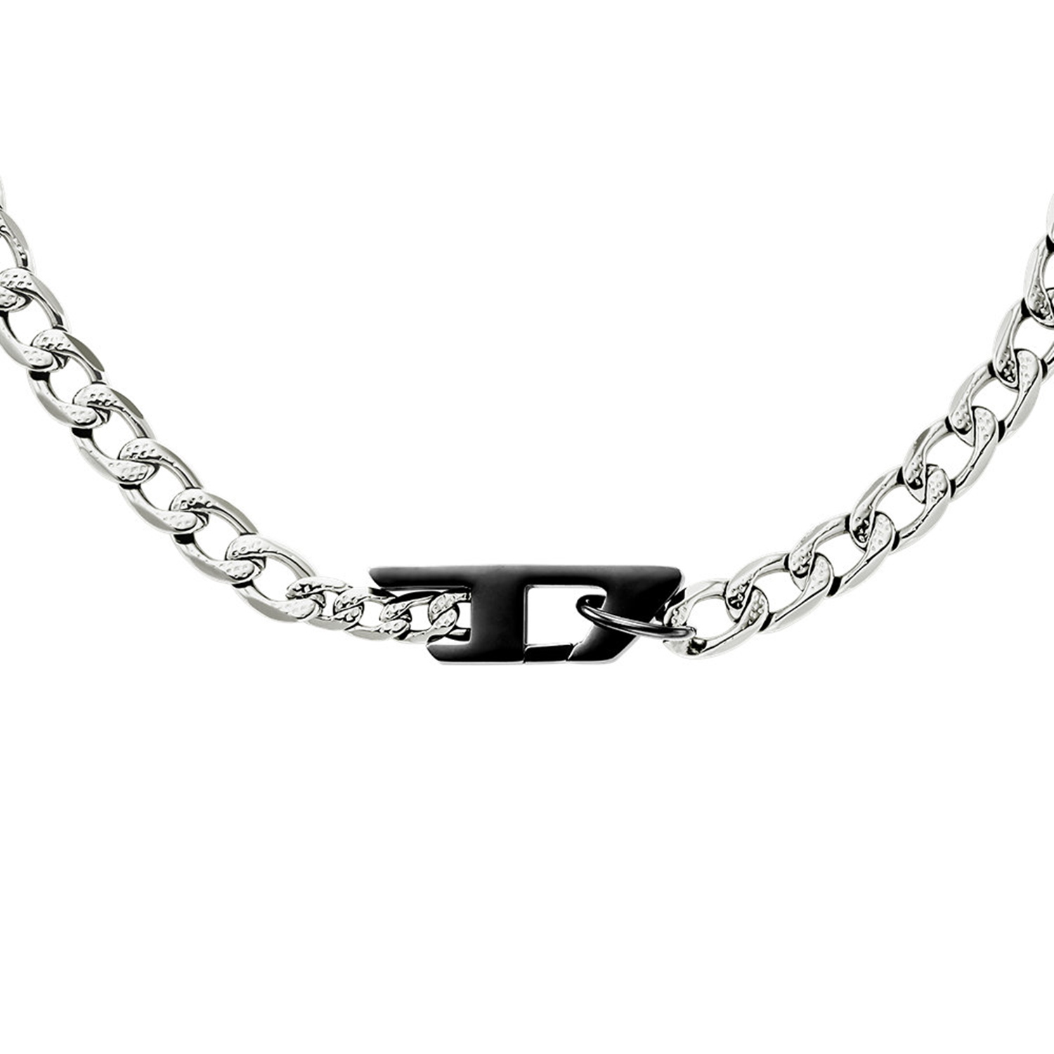 Diesel D Logo Silver and Gold Stainless Steel Necklace DX1636931