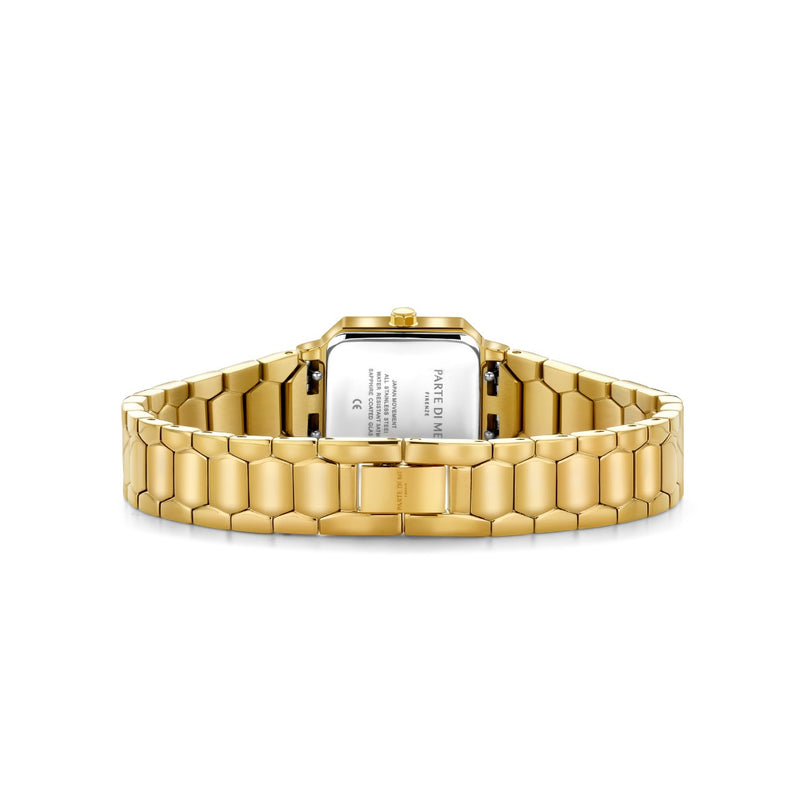 Parte di Me Orologio vierkant dameshorloge goudkleurig en donker bruin PDM09031-zoom-
