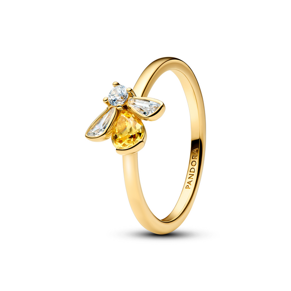 Pandora Timeless Gold Plated Zirconia Yellow Honey Bee Ring 164562C01