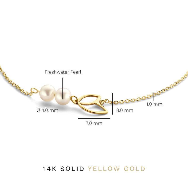 Isabel Bernard Cadeau d'Isabel 14 karaat gouden armband en oorknopjes giftset met zoetwaterparels IB90185-zoom-