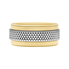 Fossil Knox Silver and Gold Stainless Steel Ring JF049179989