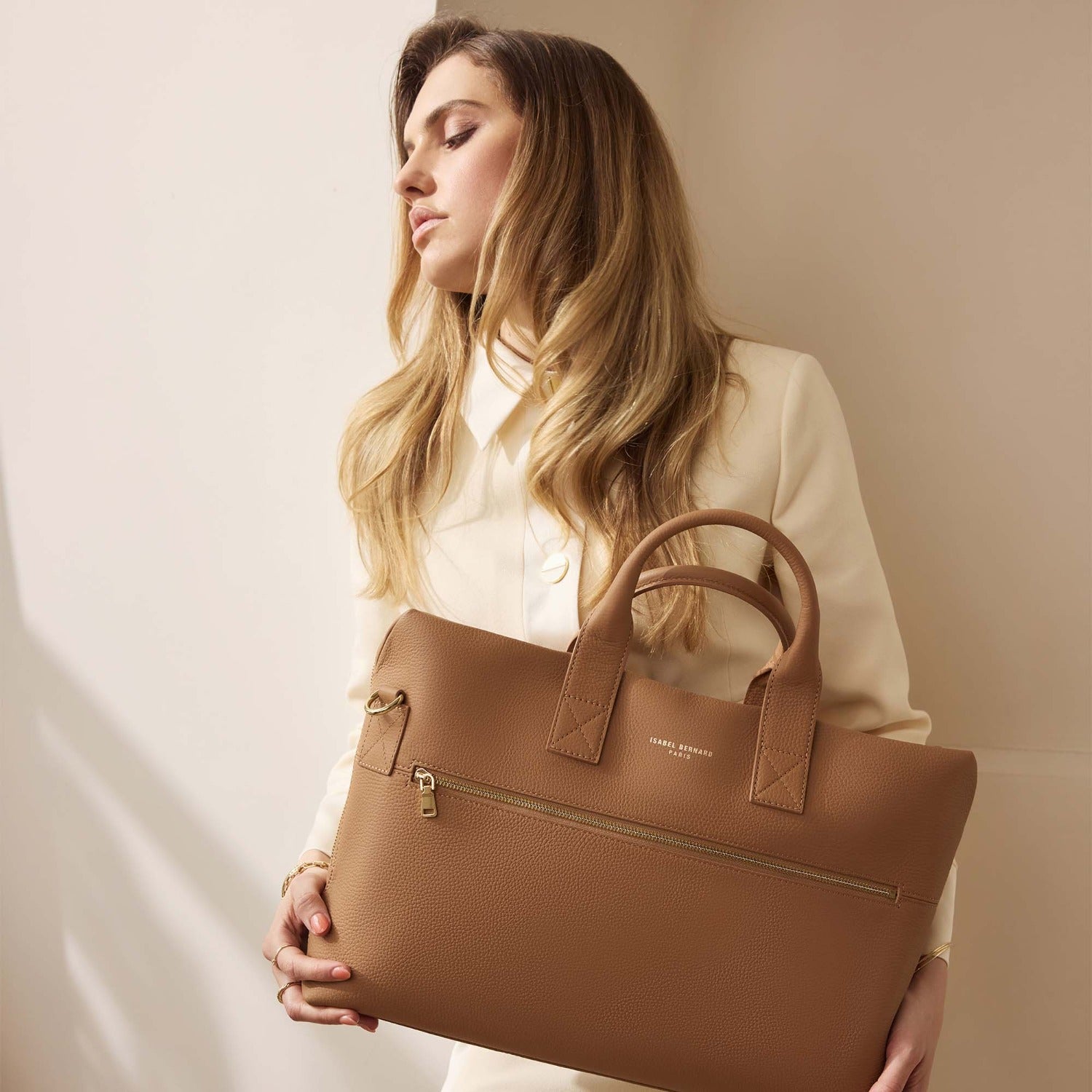 Isabel Bernard Honoré Anique Camel Calfskin Handbag IB25062