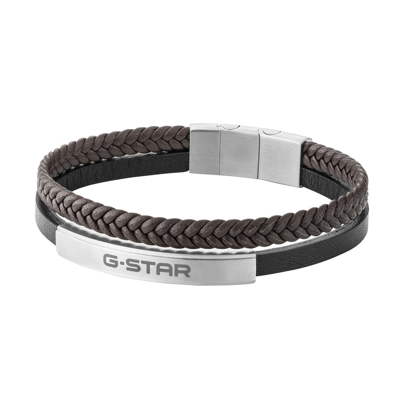 G-Star Tether02P Zilveren en Zwart Lederen Armband GSJ.109.02-zoom-