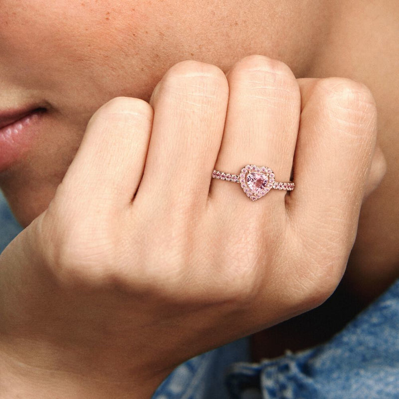 Pandora Timeless Sparkling Elevated Heart Ring 188421C04-56-zoom-