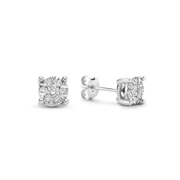 De la Paix Hanaé 14 karaat witgouden oorknoppen met diamant 0.28 ct