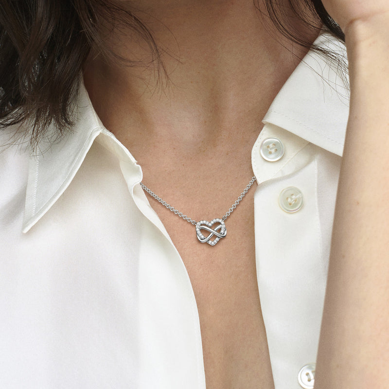 Pandora Moments 925 Sterling Silver Sparkling Infinity Heart Necklace 392666C01-50-zoom-