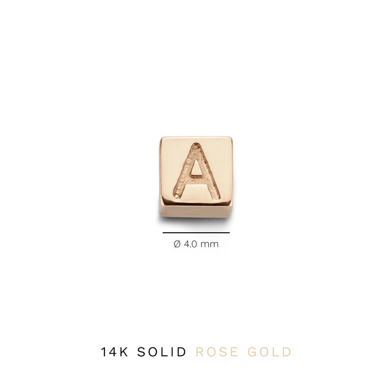 Isabel Bernard La Concorde Felie 14 Karaat Rosé Gouden Kubus Initial Bedel IB350047-Z-zoom-
