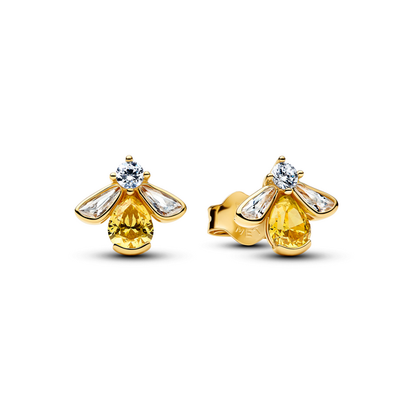 Pandora Timeless Gold Plated Zirconia Yellow Honey Bee Stud Earrings 264559C01