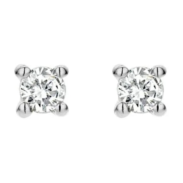 Diamanten oorknopjes ⌀ 2.7 mm 14k Wit goud
