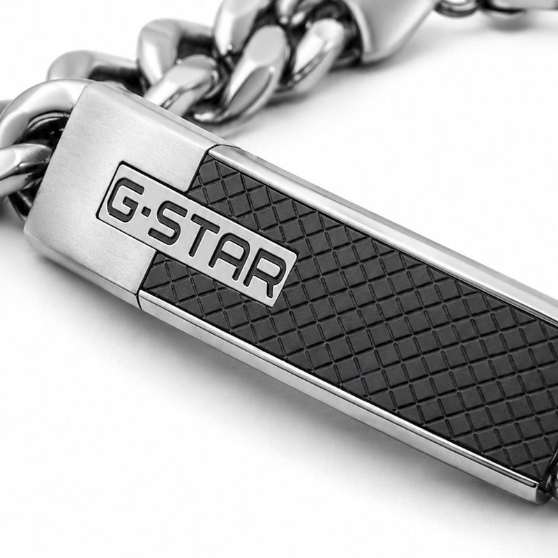 G-STAR Mtrx Zilveren en Zwarte Stalen Armband GSJ.105.02-zoom-