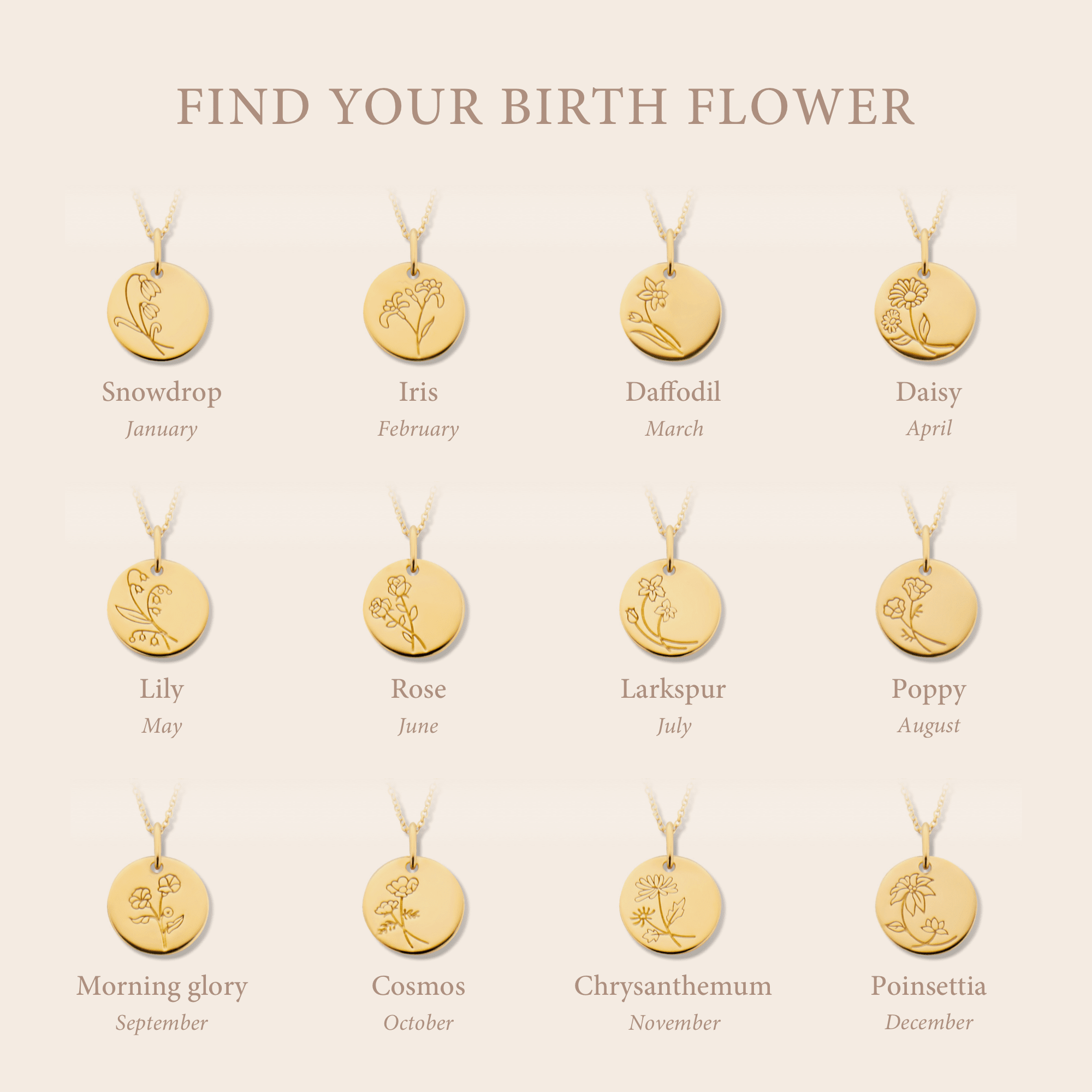 Violet Hamden Venus 925 Sterling Silver Gold-coloured Necklace with Birthflower VH340025-DEC