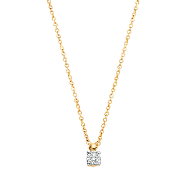 Collier met diamanten hanger ø 2.4 mm in 14k goud