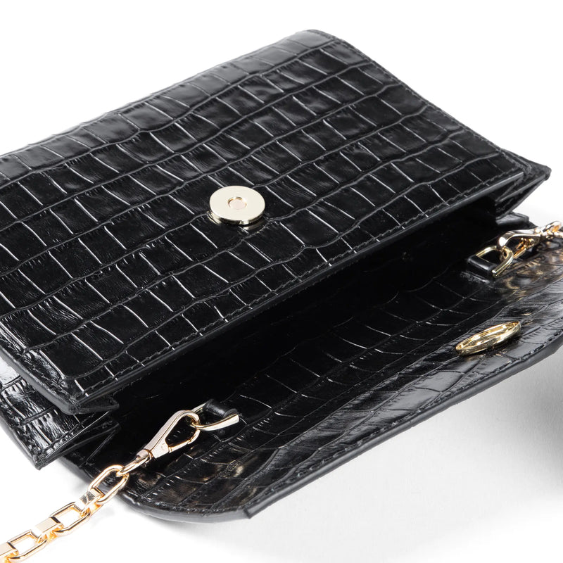 Isabel Bernard Honoré Lina Croco Zwarte Clutch Met Afneembare Schouderketting IB21135-201-zoom-