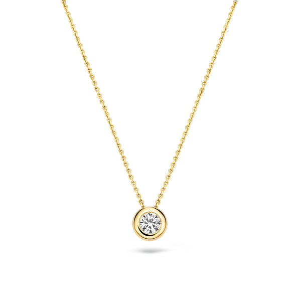 Ketting met hanger ⌀ 4.8 mm zirkonia 14k Goud