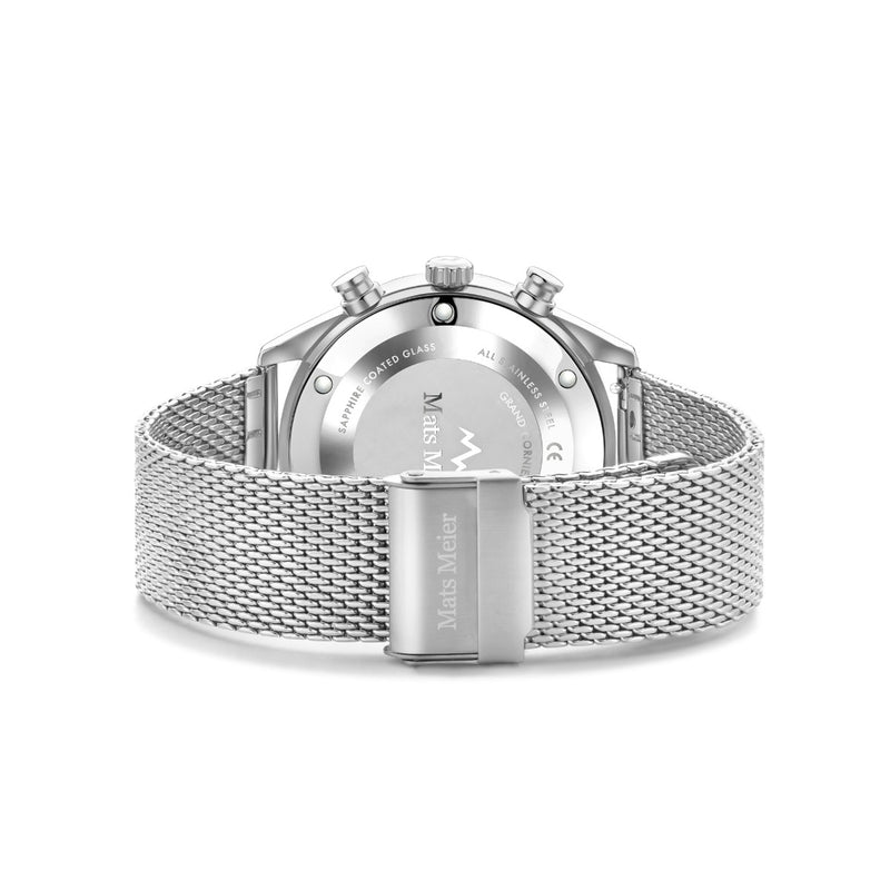 Mats Meier Grand Cornier Chronograaf Herenhorloge Zilverkleurig met Zwart MM00132-zoom-
