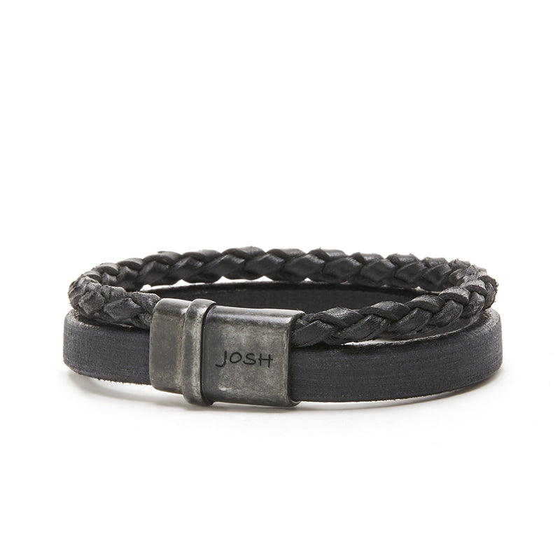 Josh Vintage Black Bracelet 09264-BRA-VB/BLACK/L-zoom-