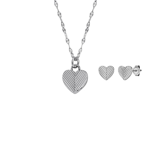 Fossil Harlow Silver-coloured Necklace and Ear Studs Giftset JF04669SET