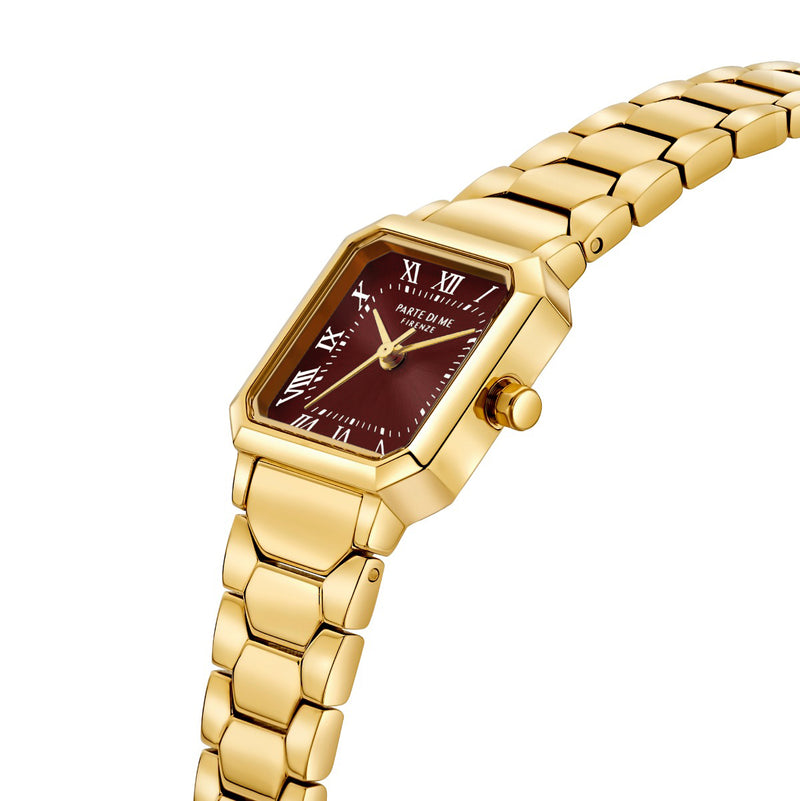 Parte di Me Orologio vierkant dameshorloge goudkleurig en donker bruin PDM09031-zoom-