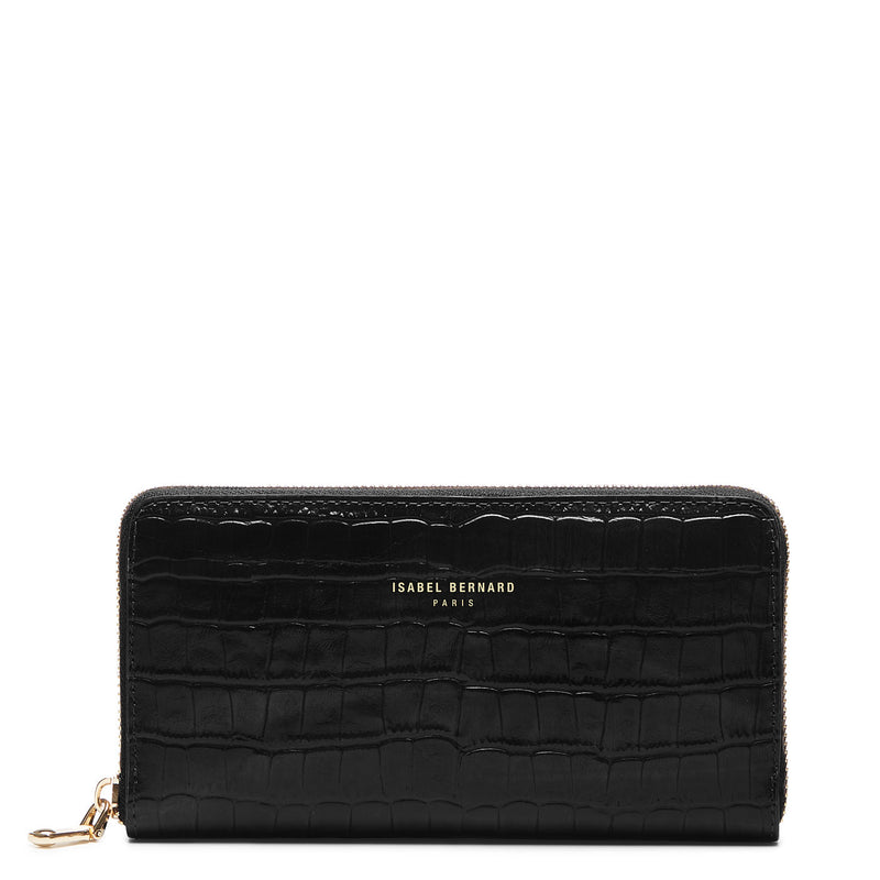Isabel Bernard Honoré Léa Zwarte Croco Ritsportemonnee IB23007-zoom-