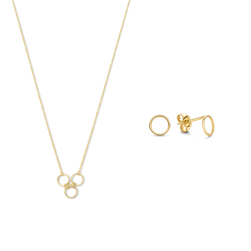 Isabel Bernard Cadeau d'Isabel 14 karaat gouden ketting en oorbellen giftset met ringen IB90180-zoom-