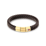 Tommy Hilfiger Leer Bruine Heren Gevlochten Armband TJ2790671