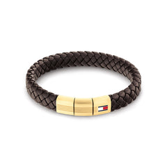 Tommy Hilfiger Leather Bruin Men's Braided Bracelet TJ2790671