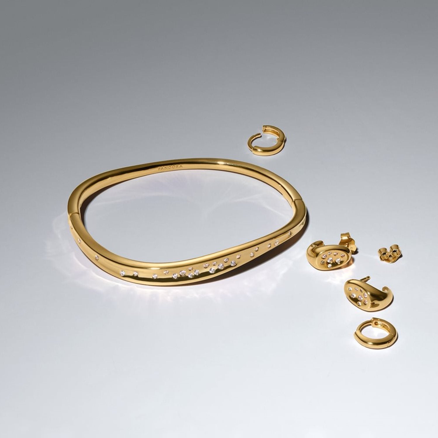 Pandora Essence Gold Plated Organically Shaped Stone-Set Stud Earrings 264661C01