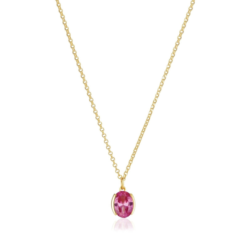 Sif Jakobs Ellisse Carezza Silver Necklace With Gold Plating SJ-N2353-PKCZ-YG-zoom-