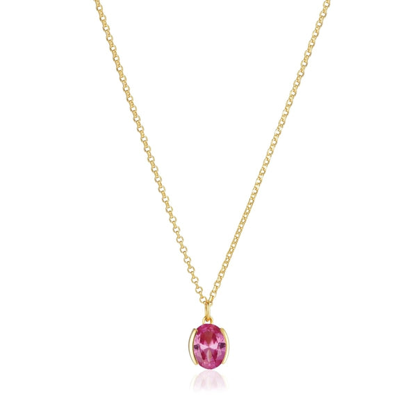 Sif Jakobs Ellisse Carezza Silver Necklace With Gold Plating SJ-N2353-PKCZ-YG
