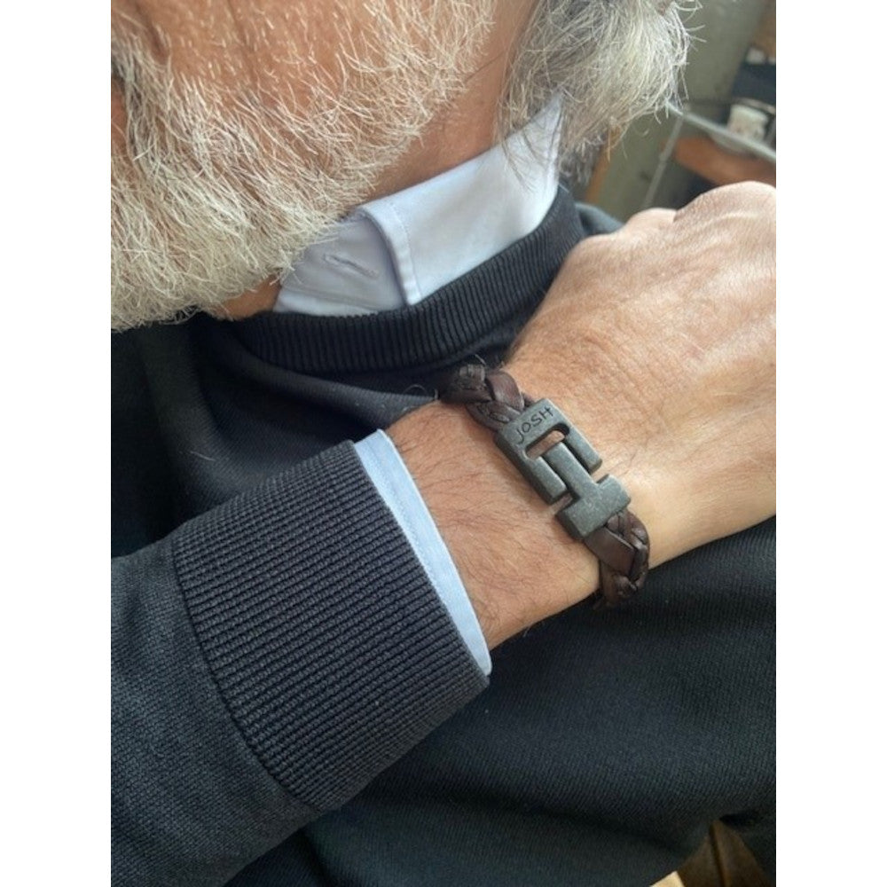 Josh Brown Leather Bracelet 24303-bra-VB/BROWN/L