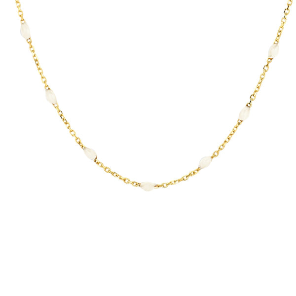 Ketting met Melkwitte Resin 14k goud