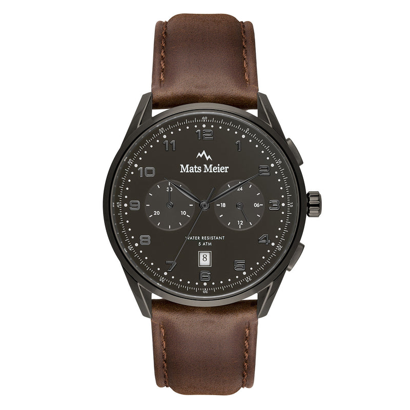 Mats Meier Mont Vélan Chrono Grijs/Bruine Horloge MM10005-zoom-