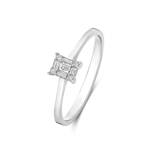 De la Paix Maxime 14 karaat witgouden ring met diamant 0.13 karaat