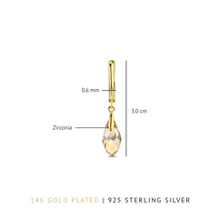 Parte Di Me La Sirena Ombrone 925 Sterling Silver Gold Plated Drop earrings PDM36144