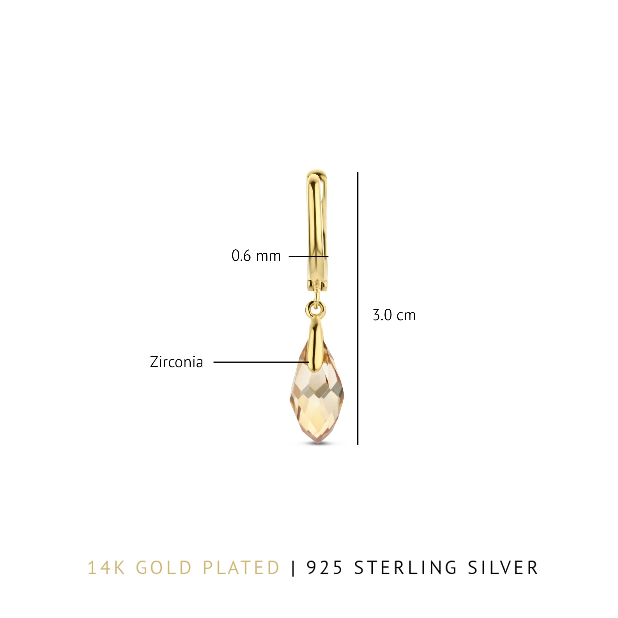 Parte Di Me La Sirena Ombrone 925 Sterling Silver Gold Plated Drop earrings PDM36144