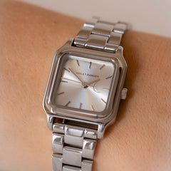 Violet Hamden Dawn Base Square Women's Watch Silver Coloured VH09034