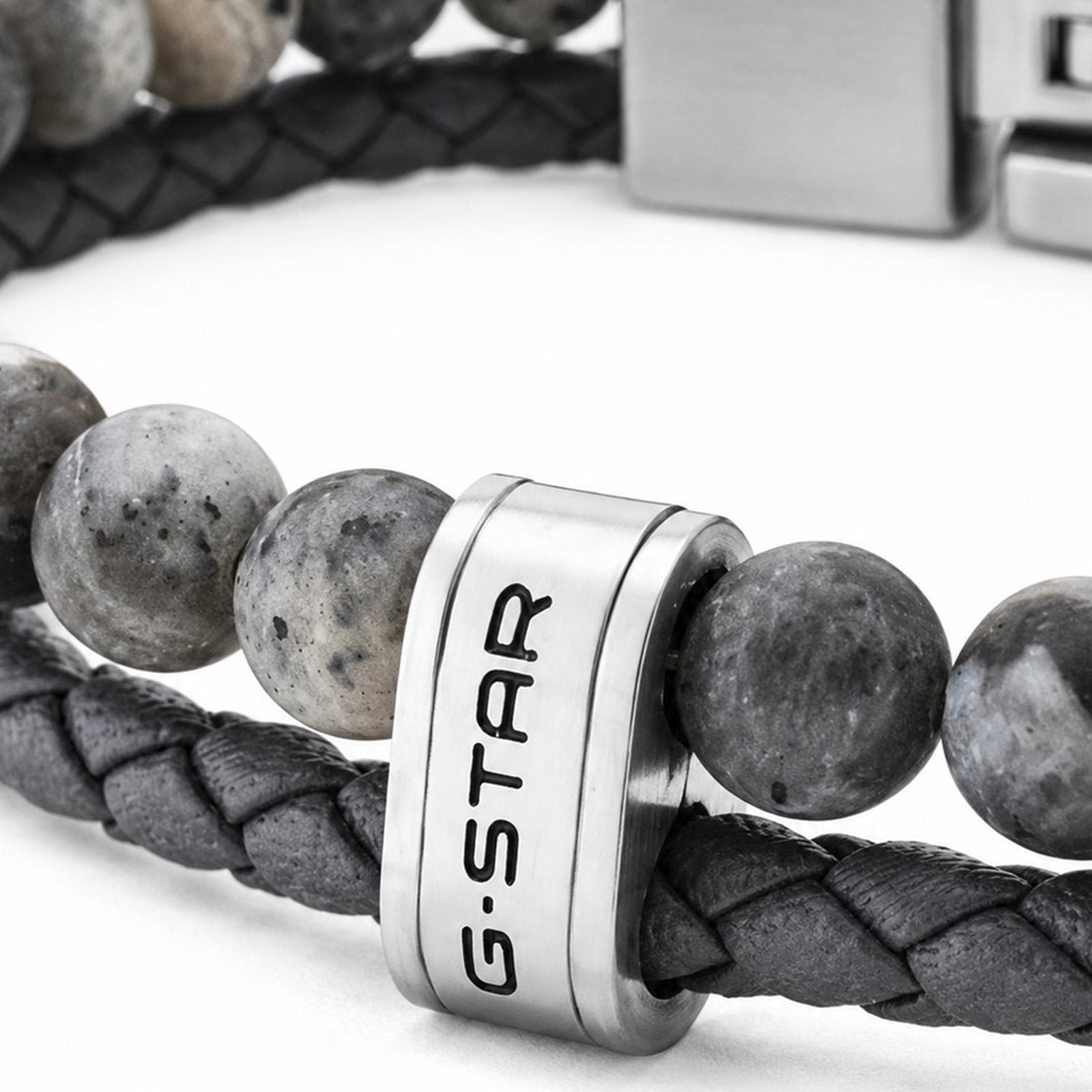G-STAR Tether02R Grey Braided Leather Bracelet GSJ.110.04