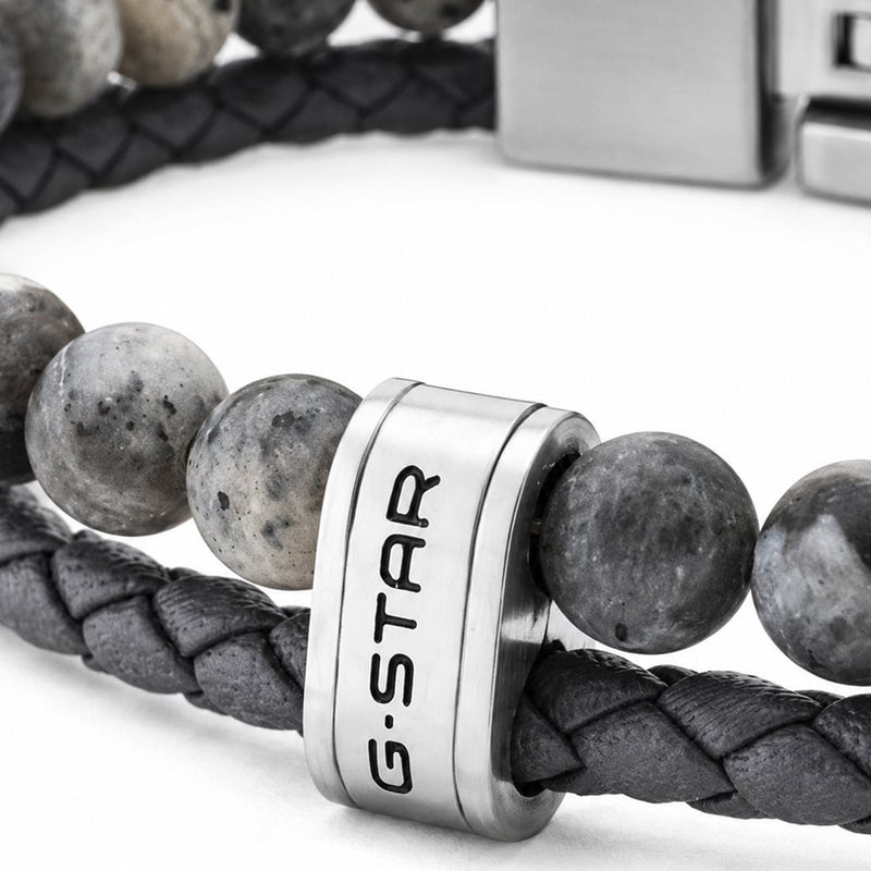G-STAR Tether02R Grijze Gevlochten Leren Armband GSJ.110.04-zoom-